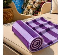 PETTI Artigiani Italiani - Telo Mare Microfibra, Asciugamano Mare o Piscina, Telo per Lettino Spiaggia, Grande 90x180 cm, Righe Viola Lilla