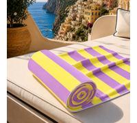 PETTI Artigiani Italiani - Telo Mare Microfibra, Asciugamano Mare o Piscina, Telo per Lettino Spiaggia, Grande 90x180 cm, Righe Giallo Lilla