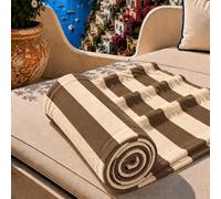 PETTI Artigiani Italiani - Telo Mare Microfibra, Asciugamano Mare o Piscina, Telo per Lettino Spiaggia, Grande 90x180 cm, Righe Marrone Beige