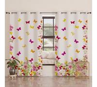 PETTI Artigiani Italiani - Tende a Pannelli per Interno con Anelli 2 Pezzi 140x280cm, Tenda Camera da Letto e Soggiorno Oscuranti Isolanti e Moderne, Farfalle, 100% Made in Italy