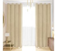 PETTI Artigiani Italiani - Tende Velluto a Pannelli per Interno con Anelli 2 Pezzi 140x280cm, Tenda Velluto Camera da Letto e Soggiorno Oscuranti Isolanti e Moderne, Panna, 100% Made in Italy