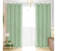 PETTI Artigiani Italiani - Tende Velluto a Pannelli per Interno con Anelli 2 Pezzi 140x280cm, Tenda Velluto Camera da Letto e Soggiorno Oscuranti Isolanti e Moderne, Salvia, 100% Made in Italy
