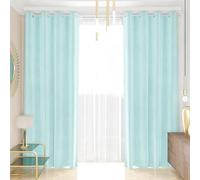 PETTI Artigiani Italiani - Tende Velluto a Pannelli per Interno con Anelli 2 Pezzi 140x280cm, Tenda Velluto Camera da Letto e Soggiorno Oscuranti Isolanti e Moderne, Celeste, 100% Made in Italy