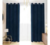 PETTI Artigiani Italiani - Tende Velluto a Pannelli per Interno con Anelli 2 Pezzi 140x280cm, Tenda Velluto Camera da Letto e Soggiorno Oscuranti Isolanti e Moderne, Blu, 100% Made in Italy