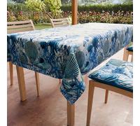 PETTI Artigiani Italiani - Tovaglia Antimacchia Quadrata 140x140 Copritavolo Cucina Disegno Corallo Blu X4 Posti (140x140 cm) 100% Made in Italy