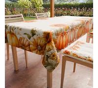 PETTI Artigiani Italiani - Tovaglia Antimacchia Quadrata 140x140 Copritavolo Cucina Disegno Zucca Pumpkin X4 Posti (140x140 cm), Tovaglia Halloween, 100% Made in Italy