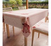 PETTI Artigiani Italiani - Tovaglia Antimacchia Rettangolare Copritavolo Cucina Disegno Fiocco Rosa X24 Posti (140x450 cm) 100% Made in Italy