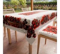PETTI Artigiani Italiani - Tovaglia Antimacchia Rettangolare Copritavolo Cucina Disegno Frutta Ciliegie X12 Posti (140x240 cm) 100% Made in Italy