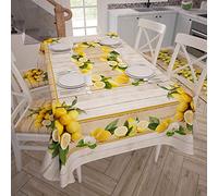 PETTI Artigiani Italiani - Tovaglia Antimacchia Rettangolare Copritavolo Cucina Disegno Lemon X24 Posti (140x450 cm) 100% Made in Italy
