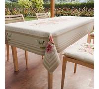 PETTI Artigiani Italiani - Tovaglia Antimacchia Rettangolare Copritavolo Cucina Disegno Shabby Pois Tortora X12 Posti (140x240 cm) 100% Made in Italy