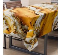 PETTI Artigiani Italiani - Tovaglia Antimacchia Rettangolare Copritavolo Cucina Elegante Effetto Marmo Giallo X6 Posti (140x180 cm) 100% Made in Italy