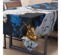 PETTI Artigiani Italiani - Tovaglia Antimacchia Rettangolare Copritavolo Cucina Elegante Effetto Marmo Blu X6 Posti (140x180 cm) 100% Made in Italy