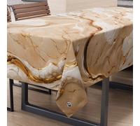 PETTI Artigiani Italiani - Tovaglia Antimacchia Rettangolare Copritavolo Cucina Elegante Effetto Marmo Beige X12 Posti (140x240 cm) 100% Made in Italy