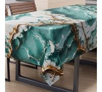 PETTI Artigiani Italiani - Tovaglia Antimacchia Rettangolare Copritavolo Cucina Elegante Effetto Marmo Azzurro X12 Posti (140x240 cm) 100% Made in Italy
