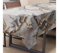 PETTI Artigiani Italiani - Tovaglia Antimacchia Rettangolare Copritavolo Cucina Elegante Effetto Marmo Grigio Chiaro X12 Posti (140x240 cm) 100% Made in Italy