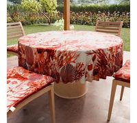 PETTI Artigiani Italiani - Tovaglia Antimacchia Rotonda Microfibra (Diametro Ø 180 cm), Copritavolo Cucina Per Tavola Tonda, Disegno Corallo Rosso, 100% Made in Italy