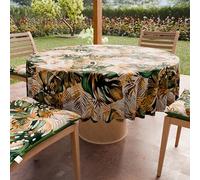 PETTI Artigiani Italiani - Tovaglia Antimacchia Rotonda Microfibra (Diametro Ø 220 cm), Copritavolo Cucina Per Tavola Tonda, Disegno Tropical 04, 100% Made in Italy