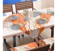 PETTI Artigiani Italiani - Tovaglia Centrotavola Moderno Effetto Marmo Arancione, Centrotavola da Cucina 90x90 cm, 100% Made in Italy