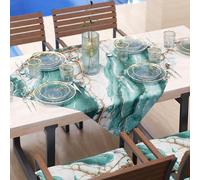 PETTI Artigiani Italiani - Tovaglia Centrotavola Moderno Effetto Marmo Azzurro, Centrotavola da Cucina 90x90 cm, 100% Made in Italy