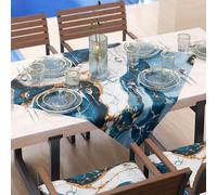 PETTI Artigiani Italiani - Tovaglia Centrotavola Moderno Effetto Marmo Blu, Centrotavola da Cucina 90x90 cm, 100% Made in Italy