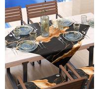 PETTI Artigiani Italiani - Tovaglia Centrotavola Moderno Effetto Marmo Nero e Oro, Centrotavola da Cucina 90x90 cm, 100% Made in Italy