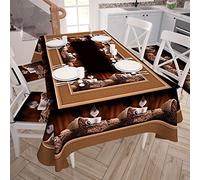 PETTI Artigiani Italiani - Tovaglia Copritavolo Cucina Disegno Caffe 1 X6 Posti (140x180 cm) 100% Made in Italy
