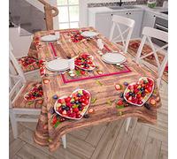PETTI Artigiani Italiani - Tovaglia Copritavolo Cucina Disegno Fragole X18 Posti (140x360 cm) 100% Made in Italy