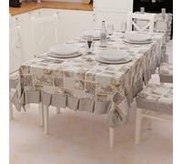 PETTI Artigiani Italiani - Tovaglia, Copritavolo Plastificato con Volant, Copritavola, Copritavolo Esterno Impermeabile in Cotone Disegno Lidia Nero X6 Posti (140x180 cm) 100% Made in Italy