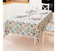 PETTI Artigiani Italiani - Tovaglia, Tovaglia da Tavola, Tovaglia Cucina in Cotone Disegno Cerchio Blu X6 Posti (140x180 cm) 100% Made in Italy