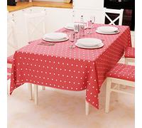 PETTI Artigiani Italiani - Tovaglia, Tovaglia da Tavola, Tovaglia Cucina in Cotone Disegno Cuoricini Rosso X6 Posti (140x180 cm) 100% Made in Italy