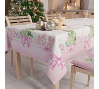 PETTI Artigiani Italiani - Tovaglia Natalizia Antimacchia Rettangolare Copritavolo Natalizio Cucina Disegno Gnomo Rosa X24 Posti (140x450 cm) 100% Made in Italy