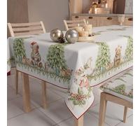 PETTI Artigiani Italiani - Tovaglia Natalizia Antimacchia Rettangolare Copritavolo Natalizio Cucina Disegno Xmas Bears X12 Posti (140x240 cm) 100% Made in Italy