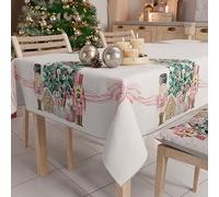 PETTI Artigiani Italiani - Tovaglia Natalizia Antimacchia Rettangolare Copritavolo Natalizio Cucina Disegno Soldatini Rosa X6 Posti (140x180 cm) 100% Made in Italy