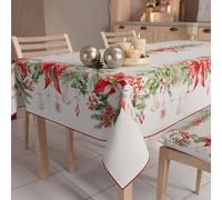 PETTI Artigiani Italiani - Tovaglia Natalizia Antimacchia Rettangolare Copritavolo Natalizio Cucina Disegno Ghirlanda X18 Posti (140x360 cm) 100% Made in Italy