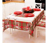 PETTI Artigiani Italiani - Tovaglia Natalizia Antimacchia Rettangolare Copritavolo Natalizio Cucina Disegno Renna Beige X12 Posti (140x240 cm) 100% Made in Italy