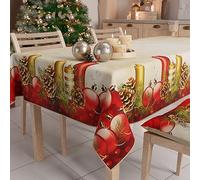 PETTI Artigiani Italiani - Tovaglia Natalizia Antimacchia Rettangolare Copritavolo Natalizio Cucina Disegno Candele X24 Posti (140x450 cm) 100% Made in Italy