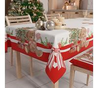 PETTI Artigiani Italiani - Tovaglia Natalizia Antimacchia Rettangolare Copritavolo Natalizio Cucina Disegno Orsetto X24 Posti (140x450 cm) 100% Made in Italy