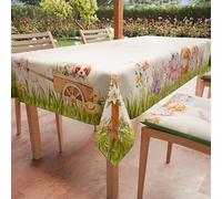 PETTI Artigiani Italiani - Tovaglia Pasqua Antimacchia Rettangolare Copritavolo Pasquale Cucina Disegno Rabbit X18 Posti (140x360 cm) 100% Made in Italy