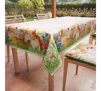 PETTI Artigiani Italiani - Tovaglia Pasqua Antimacchia Rettangolare Copritavolo Pasquale Cucina Disegno Bunny X18 Posti (140x360 cm) 100% Made in Italy