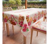 PETTI Artigiani Italiani - Tovaglia Pasqua Antimacchia Rettangolare Copritavolo Pasquale Cucina Disegno Pink Bunnys X24 Posti (140x450 cm) 100% Made in Italy