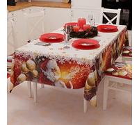 PETTI Artigiani Italiani - Tovaglia, Tovaglia da Tavola Antimacchia Natalizia, Copritavolo Cucina Natalizio Disegno Babbo Natale X6 Posti (140x180 cm) 100% Made in Italy