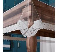 PETTI Artigiani Italiani - Tovaglia Trasparente Plastificata Copritavolo Antimacchia in PVC, con Pizzo Sangallo - Protezione Tavolo Cucina e Sala da Pranzo, 4 Posti (140x140 cm) Quadrata