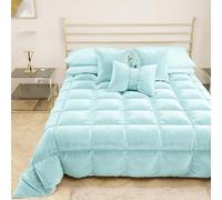 PETTI Artigiani Italiani - Trapunta in Morbido e Caldo Velluto 350 g/m², Piumone Matrimoniale, Double Face, Trapunta Matrimoniale: 260x270 cm, Celeste, 100% Made in Italy