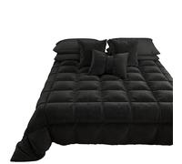 PETTI Artigiani Italiani - Trapunta in Morbido e Caldo Velluto 350 g/m², Piumone Piazza e Mezza, Double Face, Trapunta Piazza e Mezza: 220x260 cm, Nero, 100% Made in Italy