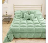 PETTI Artigiani Italiani - Trapunta in Morbido e Caldo Velluto 350 g/m², Piumone Piazza e Mezza, Double Face, Trapunta Piazza e Mezza: 220x260 cm, Salvia, 100% Made in Italy