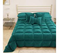 PETTI Artigiani Italiani - Trapunta in Morbido e Caldo Velluto 350 g/m², Piumone Piazza e Mezza, Double Face, Trapunta Piazza e Mezza: 220x260 cm, Ottanio, 100% Made in Italy