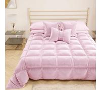 PETTI Artigiani Italiani - Trapunta in Morbido e Caldo Velluto 350 g/m², Piumone Singolo, Double Face, Trapunta Singola: 160x260 cm, Rosa, 100% Made in Italy