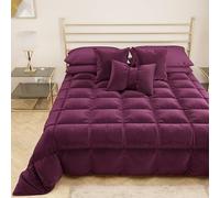 PETTI Artigiani Italiani - Trapunta in Morbido e Caldo Velluto 350 g/m², Piumone Singolo, Double Face, Trapunta Singola: 160x260 cm, Prugna, 100% Made in Italy