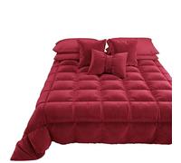 PETTI Artigiani Italiani - Trapunta in Morbido e Caldo Velluto 350 g/m², Piumone Singolo, Double Face, Trapunta Singola: 160x260 cm, Bordeaux, 100% Made in Italy