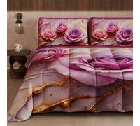 PETTI Artigiani Italiani - Trapunta Invernale, Piumone Invernale, Trapunta Matrimoniale Double Face Tinta Unita e Stampa Digitale Floreale 06 8, 100% Microfibra, Made in Italy